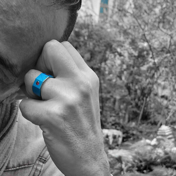 Studio C - Bague H bleue