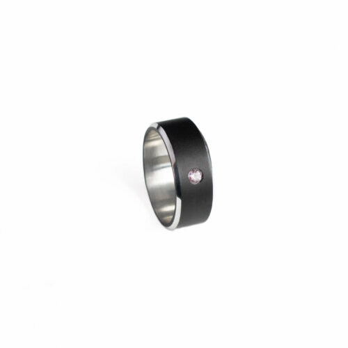 Studio C - Bague H noire spinelle rose 2