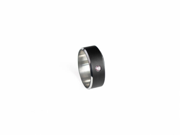 Studio C - Bague H noire spinelle rose 2