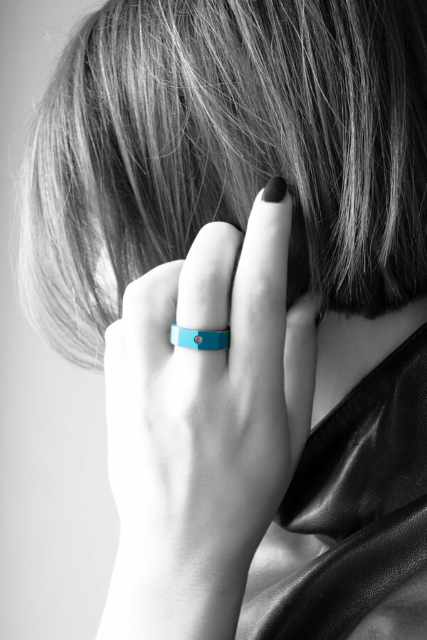 Studio C - Bague H bleue tourmaline rose S 2