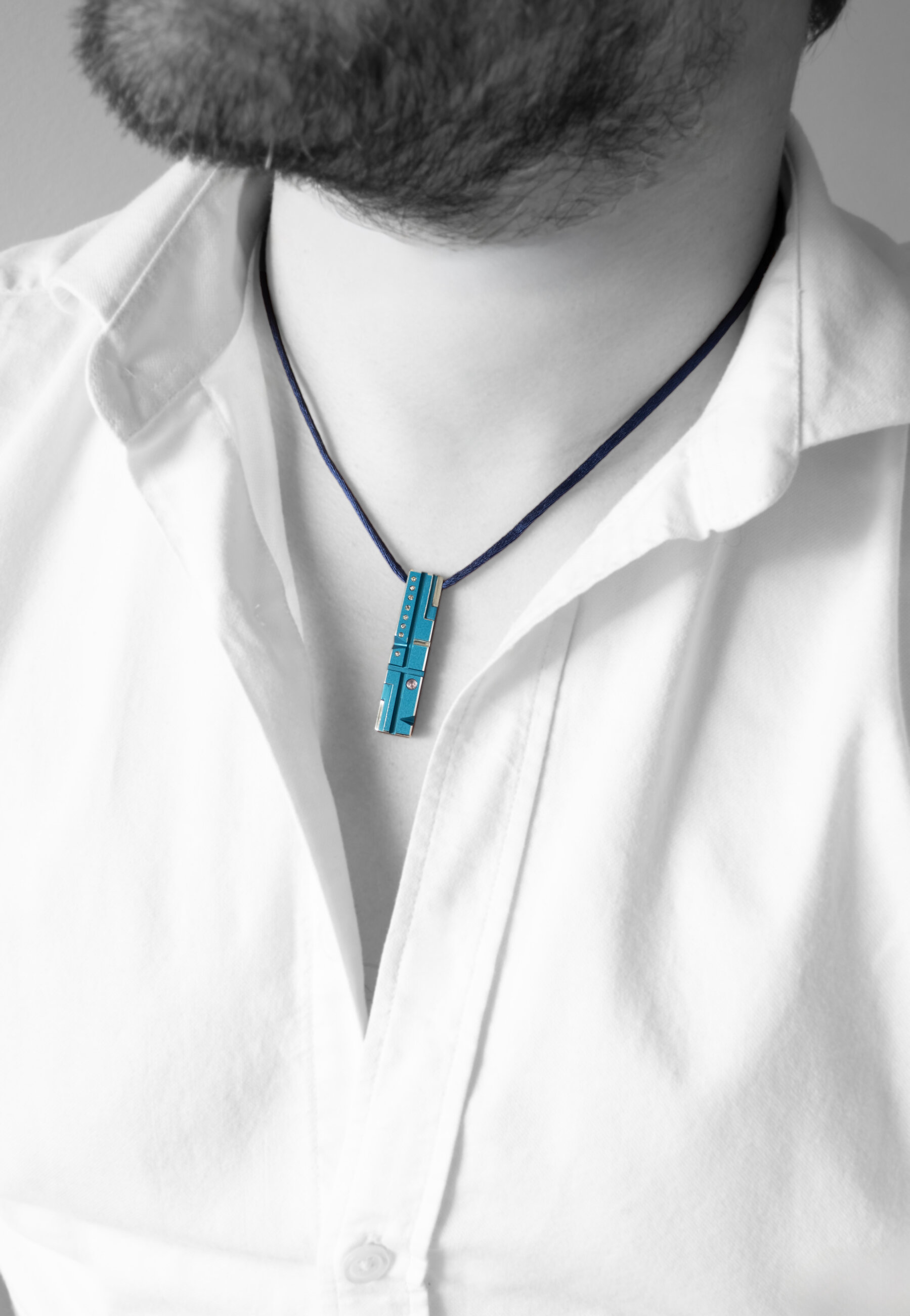 Studio C - Pendentif bleu diamants tourmaline 1