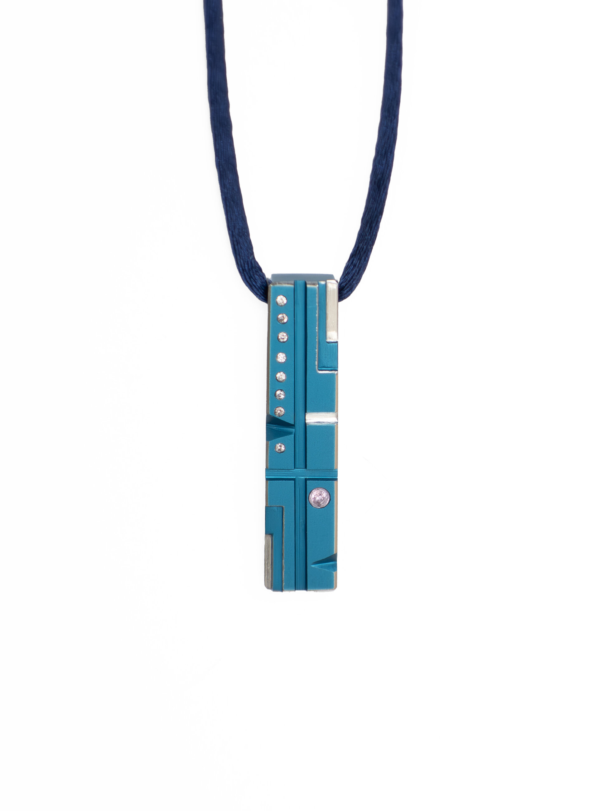 Studio C - Pendentif bleu diamants tourmaline 1